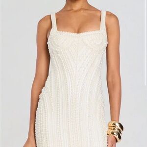 Retrofete Mini White Beaded Dress